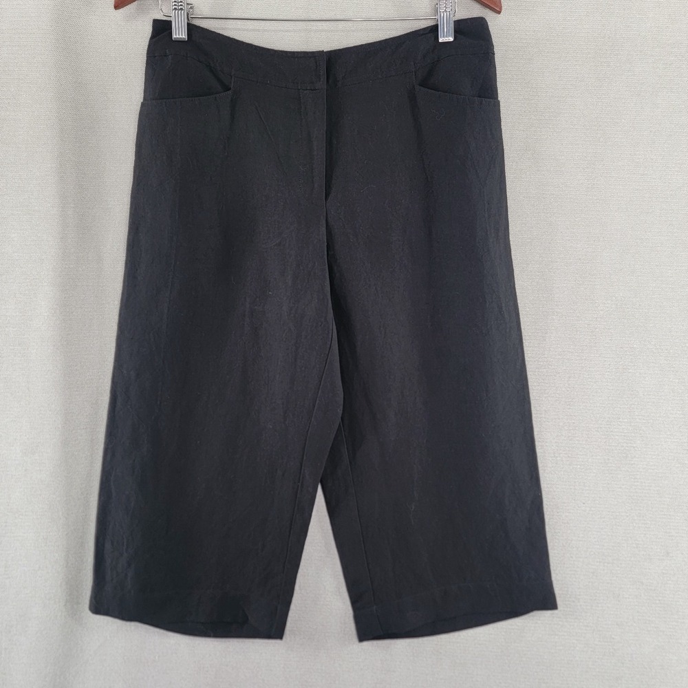 Eileen Fisher Pants Linen Wide Leg Capri Ankle Crop Lagenlook NEW Size Small